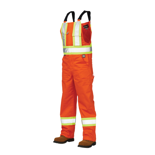 Unlined Safety Overalls, Poly-Cotton, Large, High Visibility Orange Fastek