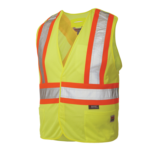 5-Point Tearaway Safety Vest, High Visibility Lime-Yellow, Large/X-Large, Polyester Fastek