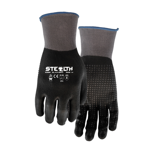 395 Stealth Blackbird Gloves, 8/Medium, Foam Nitrile Coating, 15 Gauge, Nylon Shell Fastek