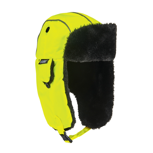 N-Ferno&reg; 6802 Classic Trapper Hat, Synthetic Fur Lining, Medium/Small, High-Visibility Lime Green Fastek