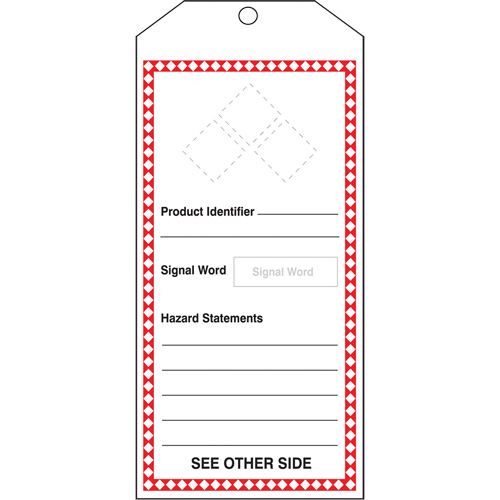 GHS Jumbo Safety Tag, Cardstock, 3-7/8" W x 8-1/2" H, English Fastek