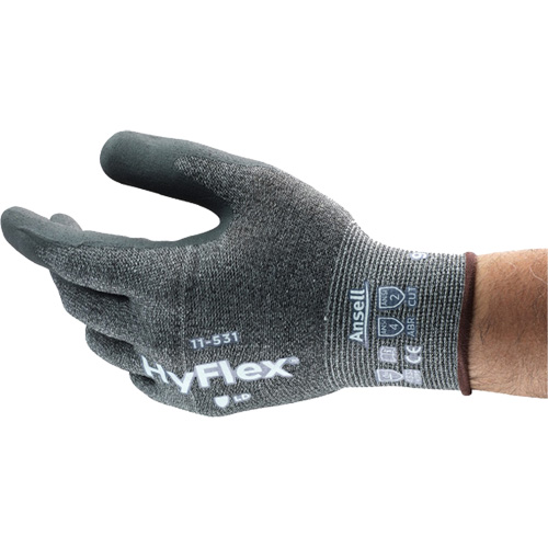 Hyflex&reg; Cut-Resistant Coated Glove, 6, Nitrile Coating, 18 Gauge, Nylon Shell Fastek