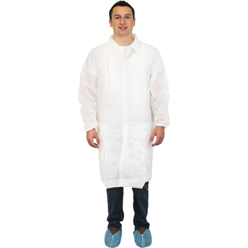 Lab Coat, Polypropylene, White, Medium Fastek