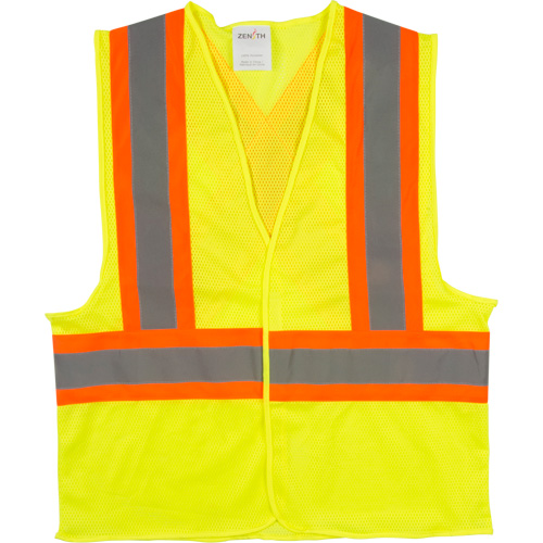 Traffic Safety Vest, High Visibility Lime-Yellow, Medium, Polyester Fastek