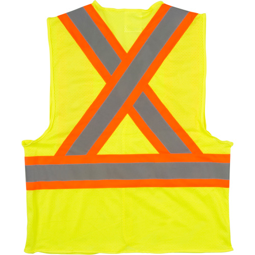 Traffic Safety Vest, High Visibility Lime-Yellow, Medium, Polyester Fastek