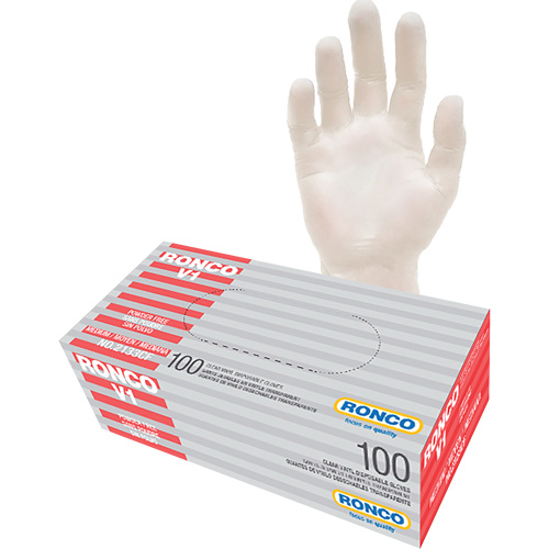 Disposable Gloves, Medium, Vinyl, 3-mil, Powder-Free, Clear Fastek