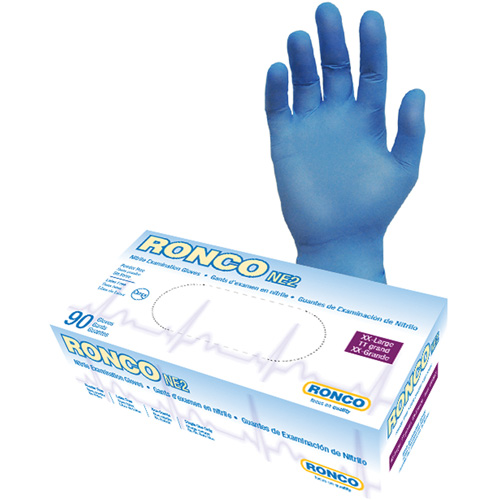 Disposable Gloves, 2X-Large, Nitrile, 4-mil, Powder-Free, Blue Fastek