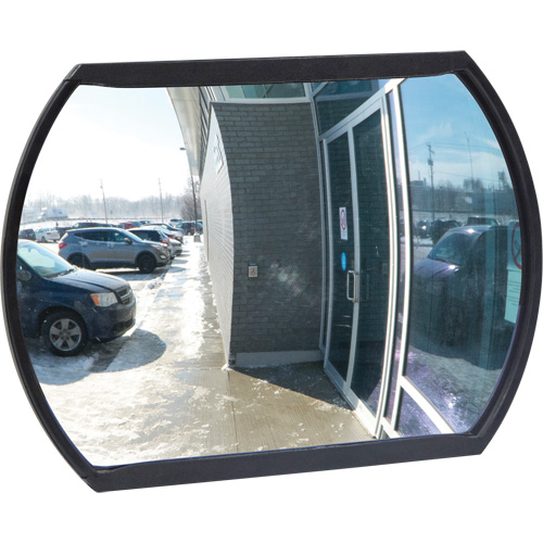 Miroir convexe rectangulaire/rond avec support, 12" h x 18" la, Int&eacute;rieur/Ext&eacute;rieur Fastek