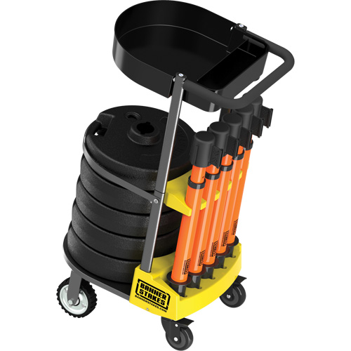 Chariot de transport avec plateau pour barri&egrave;re PLUS, 75' lo, M&eacute;tal, Orange Fastek