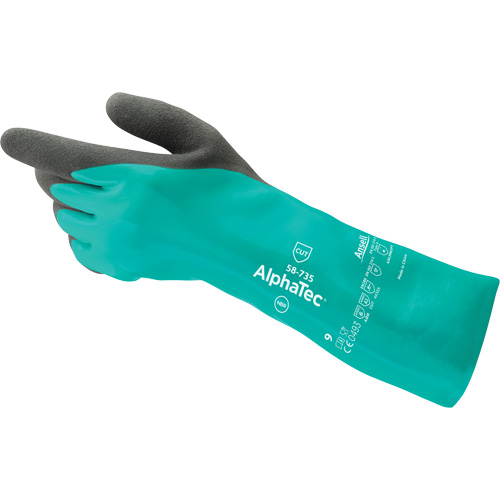 Gants r&eacute;sistants &agrave; la coupure et aux produits chimiques 58-735 AlphaTec, Taille 6, 13" lo, Nitrile, Doublure en Nylon, 39 mils Fastek