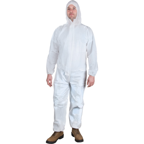 Hooded Coveralls, 3X-Large, White, Microporous Fastek