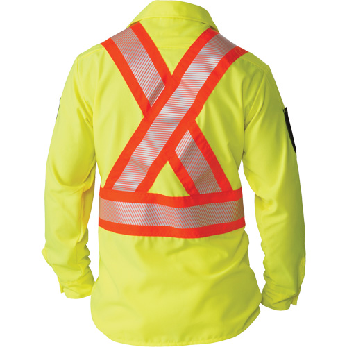 Ripstop High-Visibility Long Sleeve Shirt, Polyester, Small, High Visibility Lime-Yellow Fastek