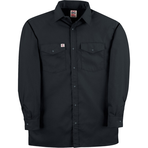 Twill Work Shirt with Snap, Men's, Small, Black Fastek
