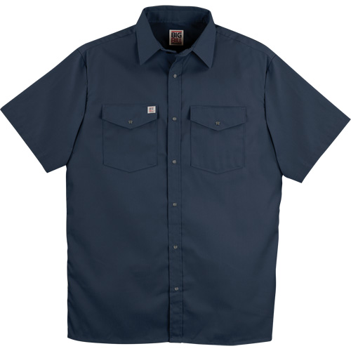Chemise de travail &agrave; manches courtes en tissu crois&eacute; avec boutons-pression, Hommes, Moyen (grande taille), Bleu marin Fastek