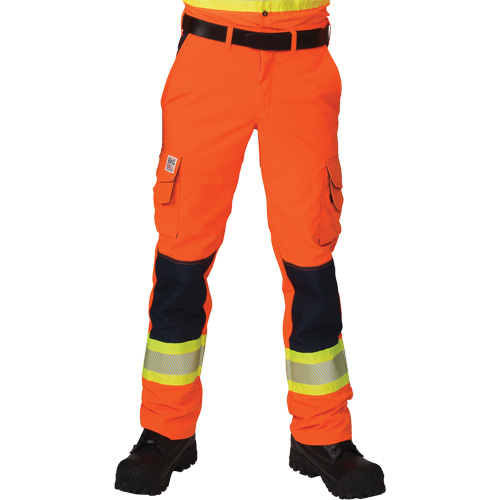 Ripstop High-Visibility Cargo Pants, Polyester, 28, High Visibility Orange Fastek