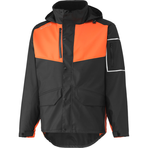 West Coast Waterproof Jacket, Polyester, Large, Black/Orange Fastek