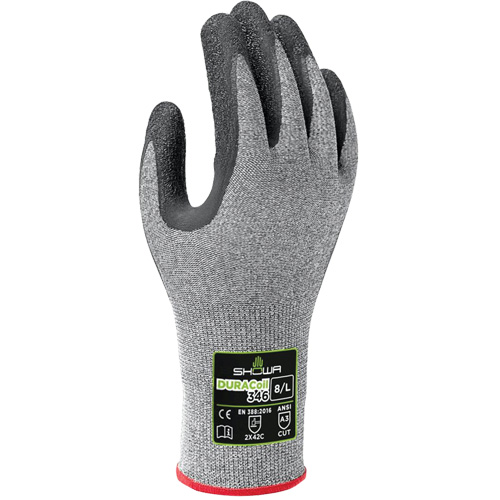 346 Cut Resistant Gloves, Size 6/Small, 13 Gauge, Rubber Latex Coated, HPPE Shell, ANSI/ISEA 105 Level 3/EN 388 Level C Fastek
