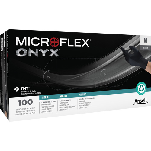 Onyx&reg; Gloves, Small, Nitrile, 3.5-mil, Powder-Free, Black Fastek