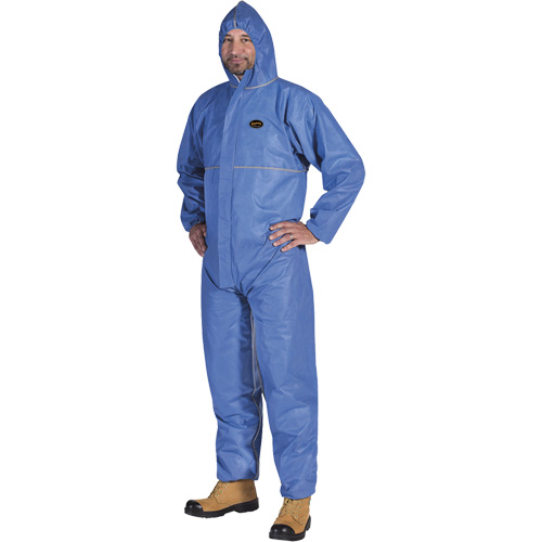 2075 Flame-Resistant SMS Disposable Coveralls, Size Small, Blue Fastek