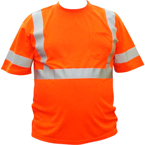 High Visibility Short-Sleeved Shirt, Cotton, 3X-Large, High Visibility Orange Fastek