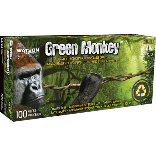 5559PF Green Monkey Gloves, Small, Nitrile, 4-mil, Powder-Free, Green Fastek