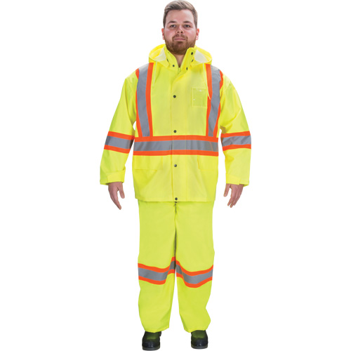 RZ1000 Rain Suit, Polyester, Small, High Visibility Lime-Yellow Fastek