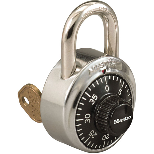 Cadenas de s&eacute;rie 1525 avec cl&eacute; de contr&ocirc;le en option, Combinaison, Acier inoxydable, Largeur de 1-7/8" Fastek