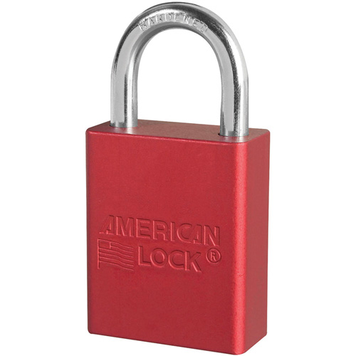 American Lock&reg; Safety Padlock, Red, Keyed Different, Aluminum, 1-1/2" Width Fastek