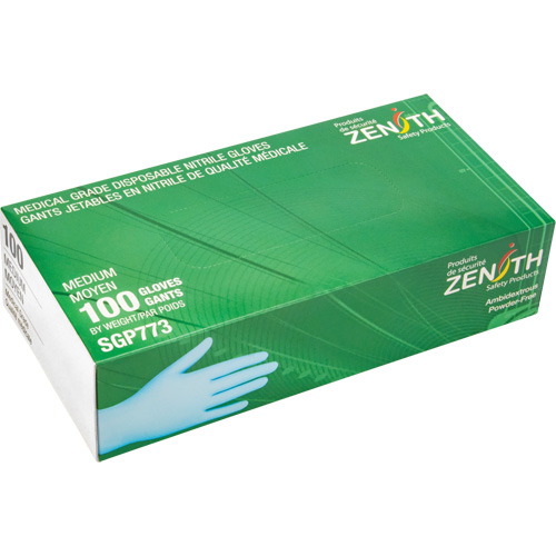 Puncture-Resistant Medical-Grade Disposable Gloves, Medium, Nitrile, 4.5-mil, Powder-Free, Blue, Class 2 Fastek