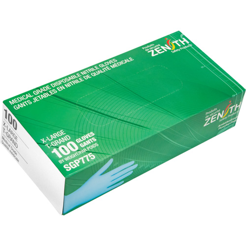 Gants jetables de calibre m&eacute;dical r&eacute;sistants &agrave; la perforation, T-Grand, Nitrile, 4,5 mils, Sans poudre, Bleu, Classe 2 Fastek