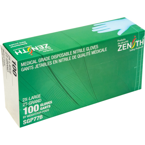 Puncture-Resistant Medical-Grade Disposable Gloves, 2X-Large, Nitrile, 4.5-mil, Powder-Free, Blue, Class 2 Fastek