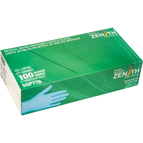 Puncture-Resistant Medical-Grade Disposable Gloves, 2X-Large, Nitrile, 4.5-mil, Powder-Free, Blue, Class 2 Fastek