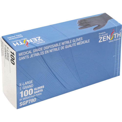 Gants jetables de calibre m&eacute;dical r&eacute;sistants &agrave; la perforation, T-Grand, Nitrile, 5 mils, Sans poudre, Noir, Classe 2 Fastek