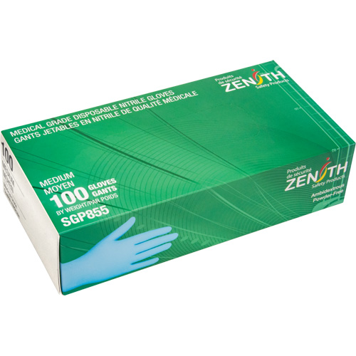 Puncture-Resistant Medical-Grade Disposable Gloves, Medium, Nitrile, 3.5-mil, Powder-Free, Blue, Class 2 Fastek