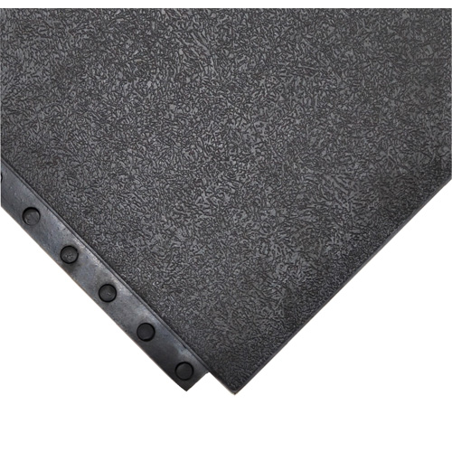 24/Seven&reg; Locksafe&reg; Anti-Fatigue Mat, Smooth, 3' x 3' x 5/8", Black, Natural Rubber Fastek