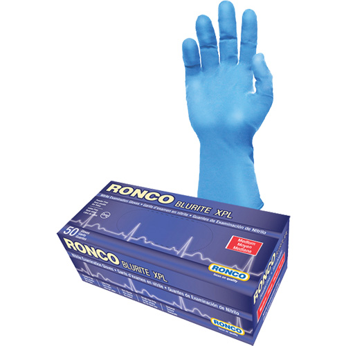 Gants d'examen BLURITE XPL, Petit, Nitrile, 8 mils, Sans poudre, Bleu, Classe 2 Fastek