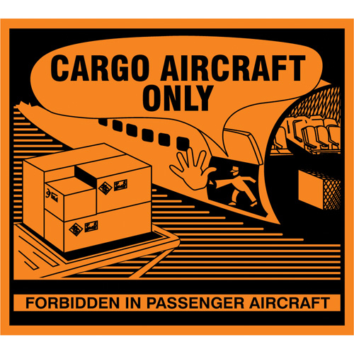 &eacute;tiquettes de manutention Cargo Aircraft Only, 4-3/4" lo x 4-1/4" la, Orange Fastek