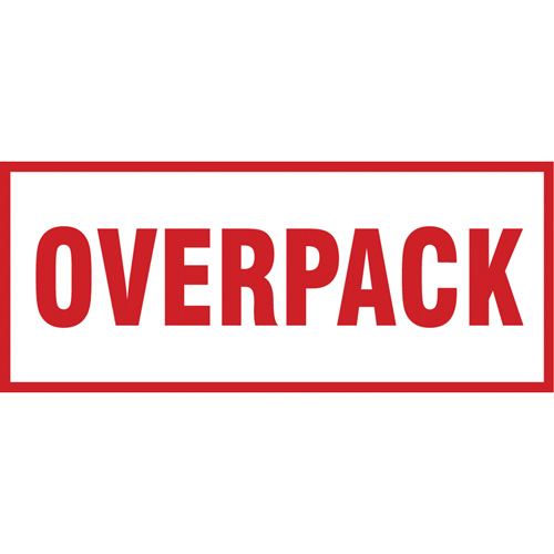 "Overpack" Handling Labels, 6" L x 2-1/2" W, Red on White Fastek