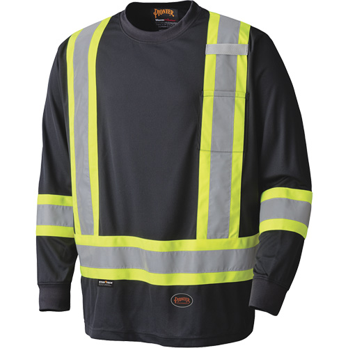 6997 Long Sleeved Safety Shirt, Polyester, X-Small, Black Fastek