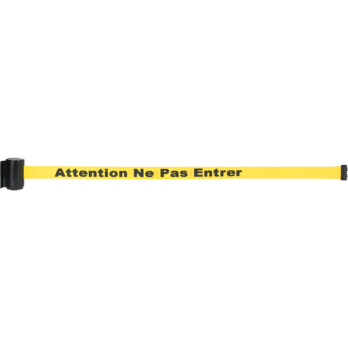 Magnetic Tape Cassette for Build-Your-Own Crowd Control Barrier, Attention ne pas entrer, 7', Yellow Tape Fastek