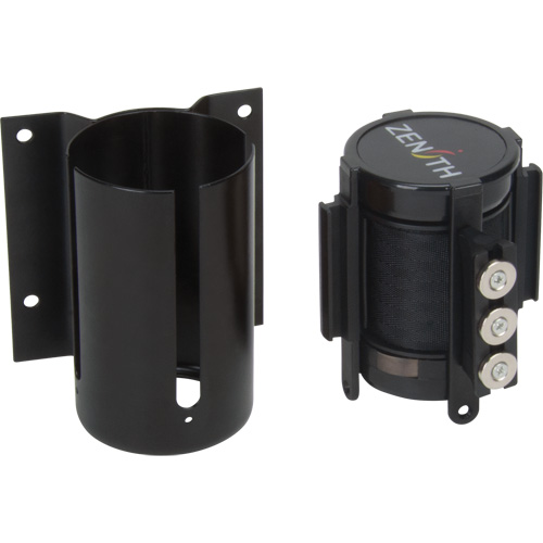 Wall Mount Barrier with Magnetic Tape, Steel, Screw Mount, 12', Black Tape Fastek