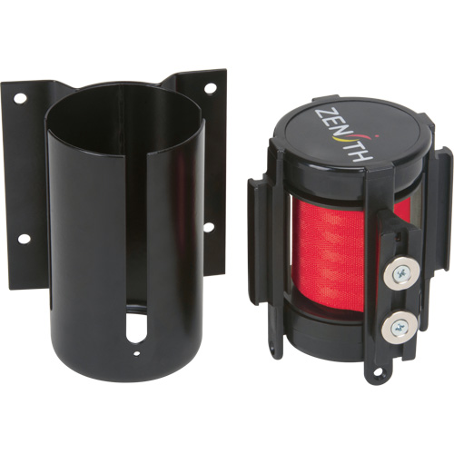 Barri&egrave;re &agrave; fixation murale avec ruban magn&eacute;tique, Acier, Fixation par vis, 7', Ruban Rouge Fastek