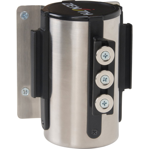 Barri&egrave;re &agrave; fixation murale avec ruban magn&eacute;tique, Acier, Fixation par vis, 12', Ruban Noir Fastek