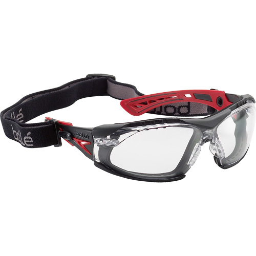 Rush+ Foam Rimmed Safety Glasses with Strap, Clear Lens, Anti-Fog/Anti-Scratch, Meets/Exceeds CSA Z94.3 Fastek