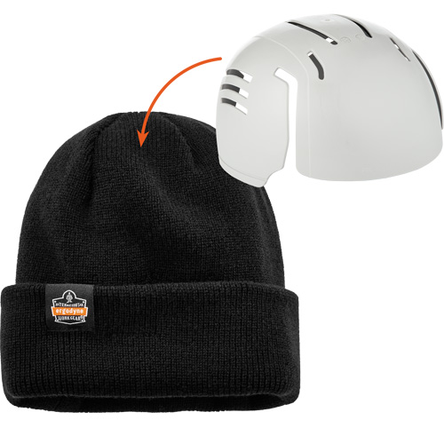 Tuque en tricot c&ocirc;tel&eacute; avec fermeture &agrave; glissi&egrave;re et casque antichoc &agrave; ins&eacute;rer N-Ferno, Taille unique, Noir Fastek