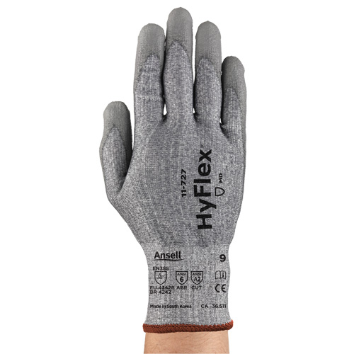 Gants r&eacute;sistant aux coupures HyFlex s&eacute;rie 11-727, Taille 11, Calibre 15, Rev&ecirc;tement Polyur&eacute;thane, Enveloppe en Intercept, ASTM ANSI niveau A2/EN 388 niveau B Fastek