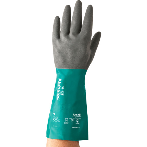 Gants r&eacute;sistants aux produits chimiques AlphaTec s&eacute;rie 58-435, Taille 7, 15" lo, Nitrile, Doublure en Coton/Ouat&eacute;e, 10 mils Fastek