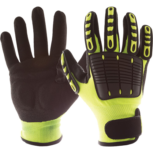 Back Tracker Impact Gloves with Back of Hand Protection, Small, Nitrile Palm, Hook & Loop Cuff Fastek
