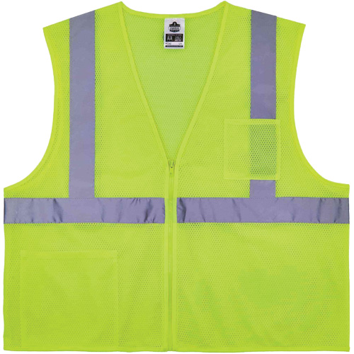 GloWear 8256Z Self-Extinguishing Safety Vest, High Visibility Lime-Yellow, Medium/Small, Polyester Fastek