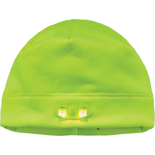 N-Ferno&reg; Skull Cap Beanie Hat with LED Lights, One Size, High-Visibility Lime Green Fastek